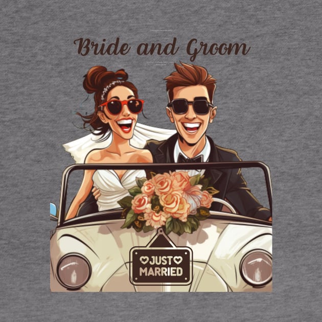 Bride and Groom Just Married Gifts for Newlyweds and Wedding Guests by Positive Designer